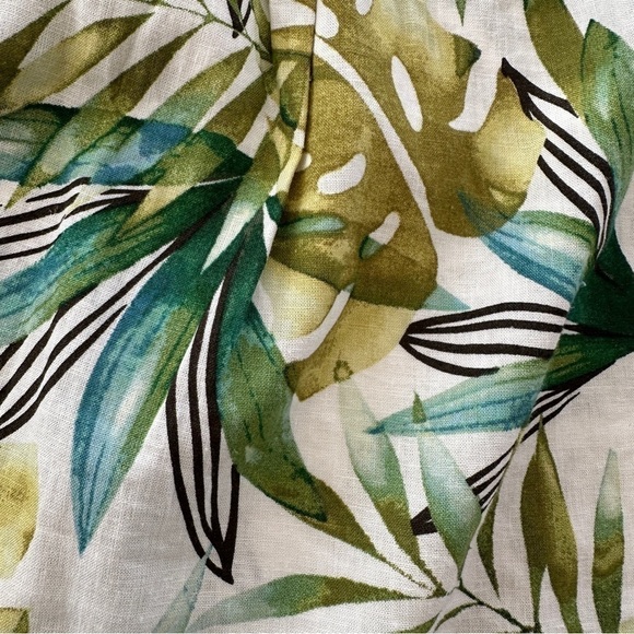 Sigrid Olsen top  with v-neck & short sleeves, loose fit, tropical, linen blend - Picture 11 of 16